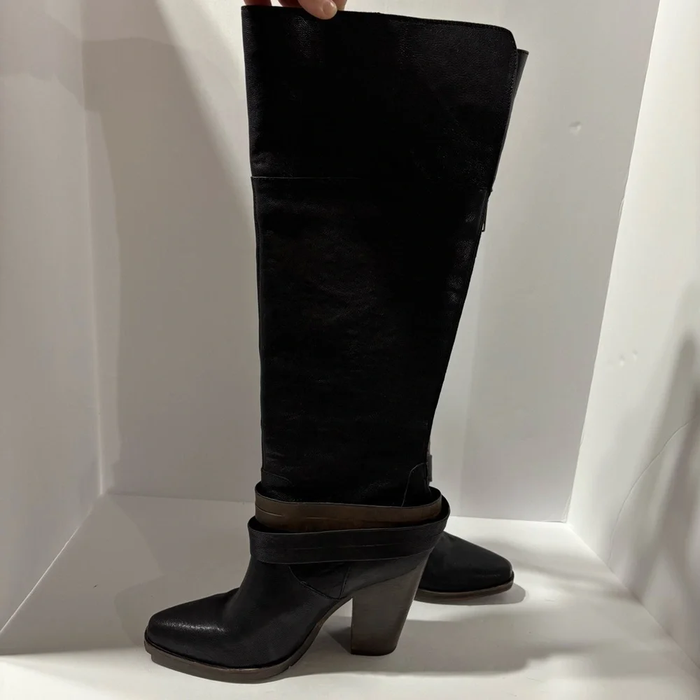 Steve Madden Z32127* Rockiie Women's Black Leather Boot Size 8B